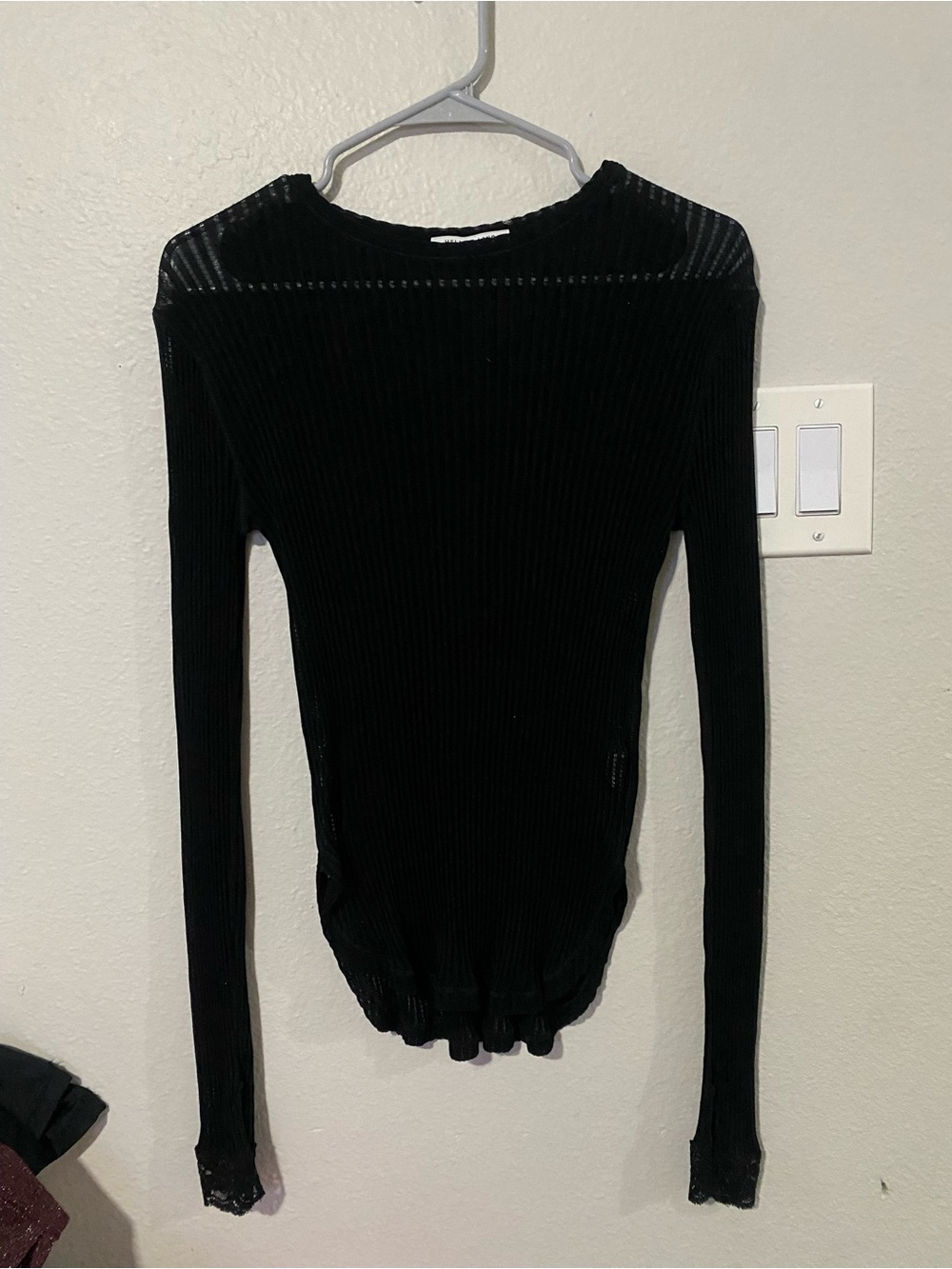 Helmut Lang Black Ribbed Long-Sleeve Top